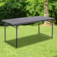 Flash Furniture DAD-LF-122Z-DG-GG 23.5''W x 48.25''L Height Adjustable Bi-Fold Dark Gray Plastic Folding Table with Carrying Handle 